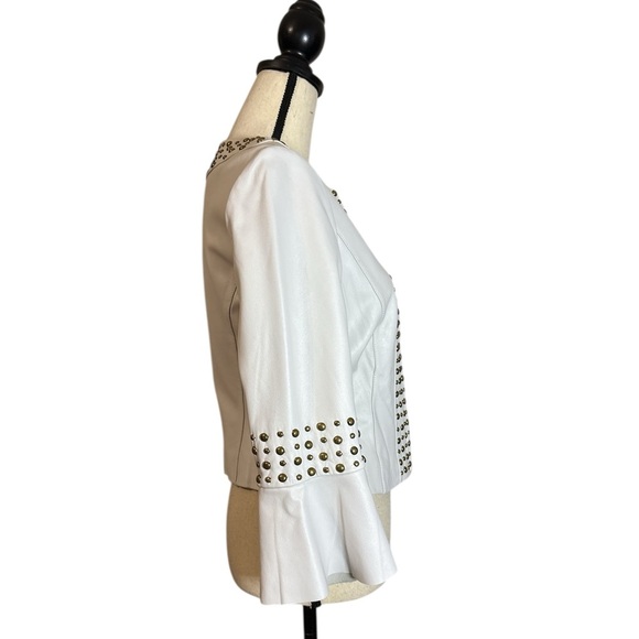 Cache Vintage 90’s Studded Leather Jacket in White size 2 EUC - Picture 4 of 15